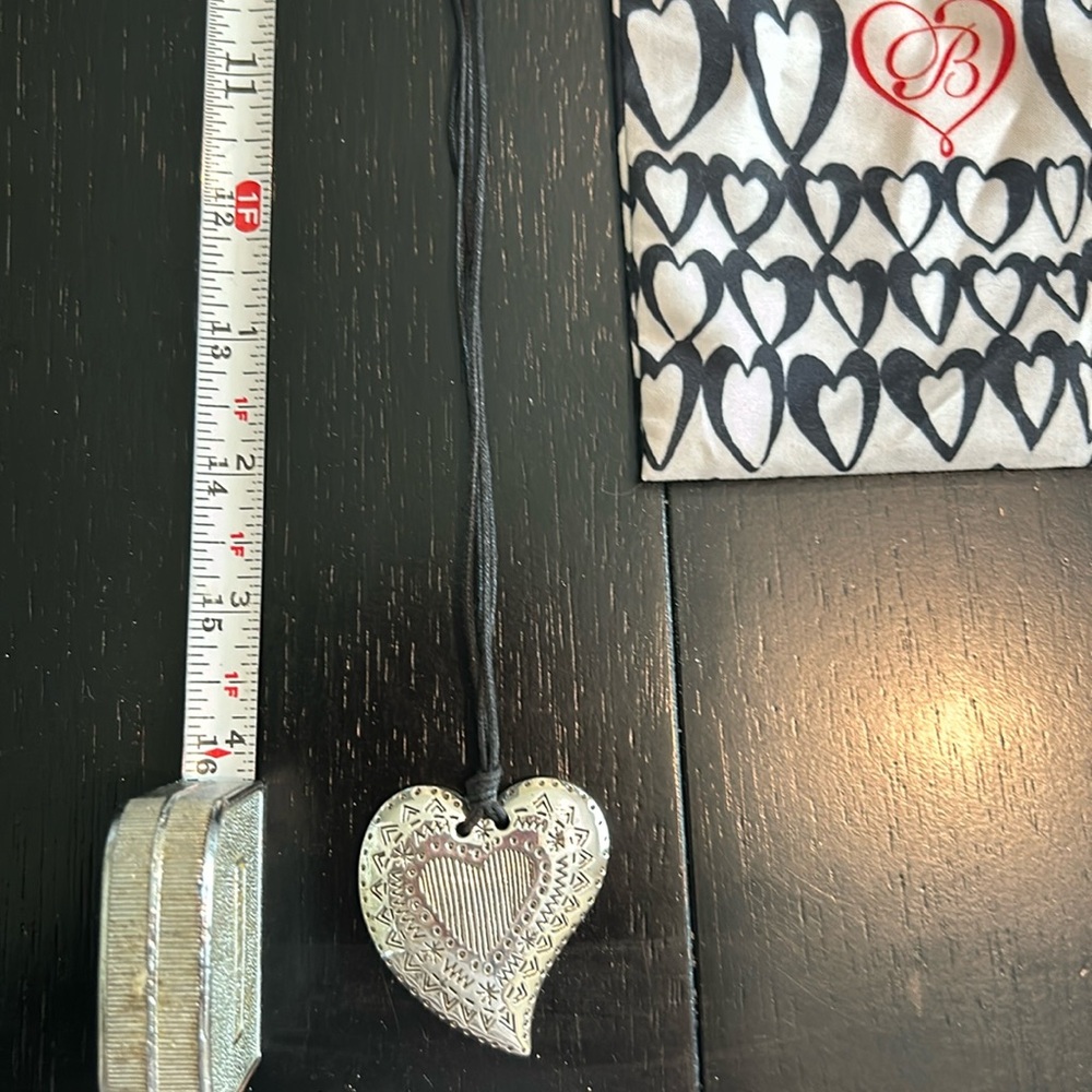 Brighton black cord and SILVER heart necklace